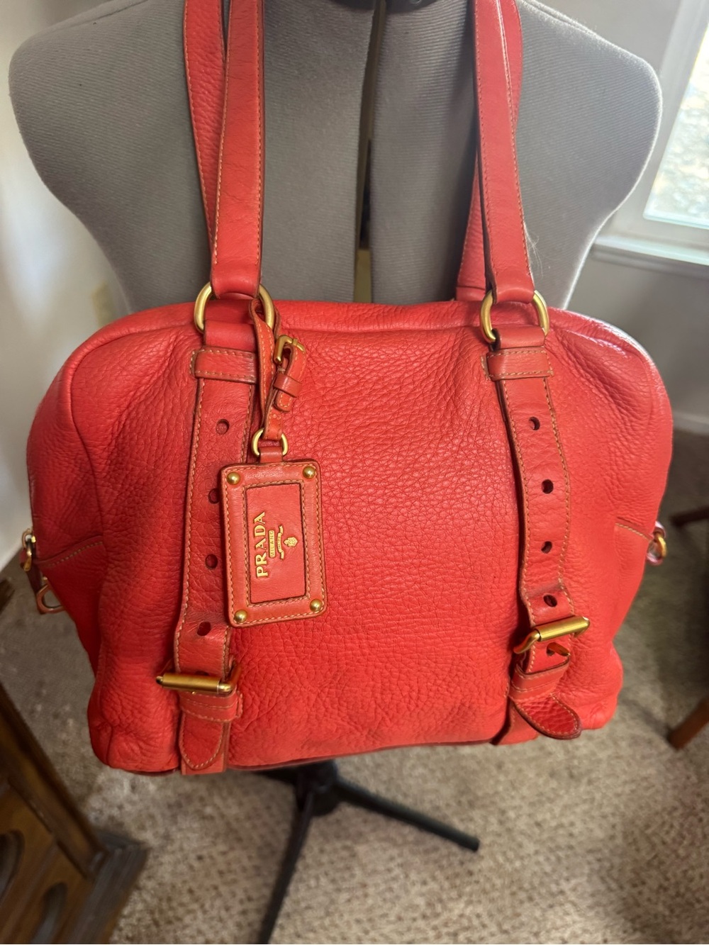 Prada Vitello Daino Leather Bauletto Bag Beautiful VTG - Picture 2 of 9